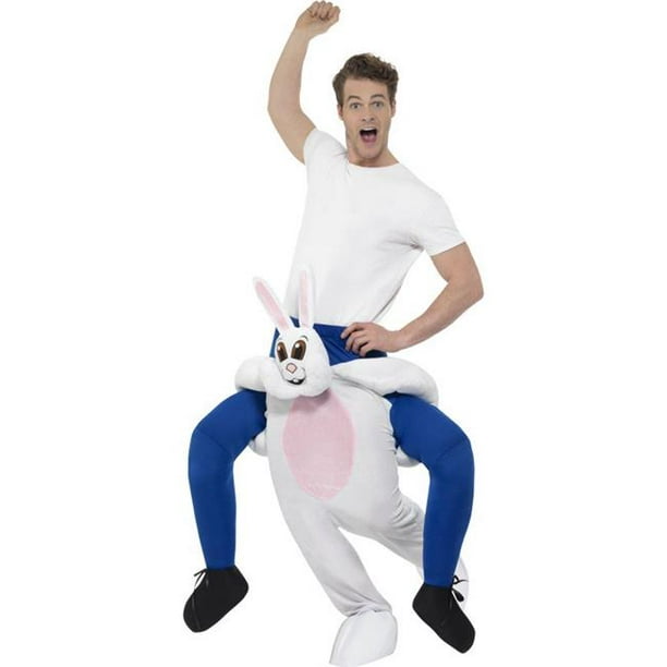 Piggyback Rabbit Costume Easter One Piece Suit Mens Stag Fancy Dress Outfit